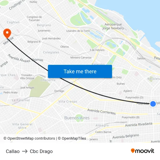Callao to Cbc Drago map