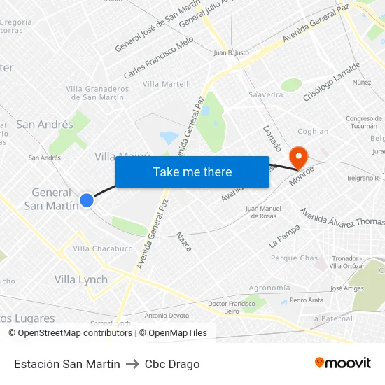 Estación San Martín to Cbc Drago map