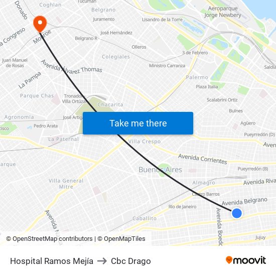 Hospital Ramos Mejía to Cbc Drago map