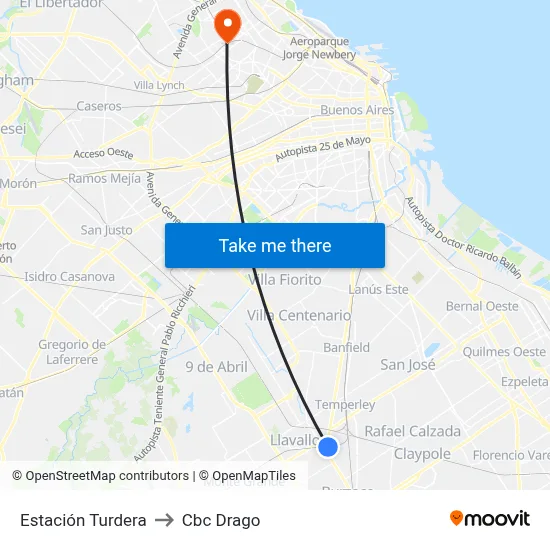 Estación Turdera to Cbc Drago map