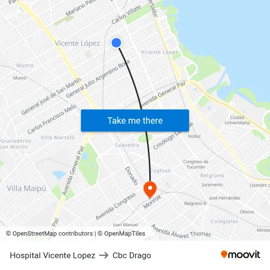 Hospital Vicente Lopez to Cbc Drago map