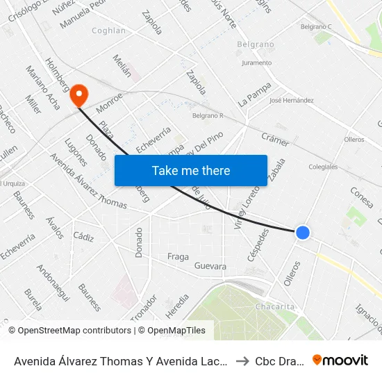 Avenida Álvarez Thomas Y Avenida Lacroze to Cbc Drago map
