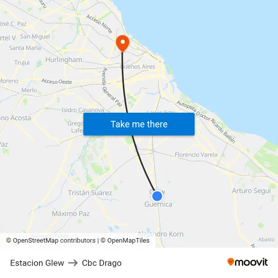 Estacion Glew to Cbc Drago map