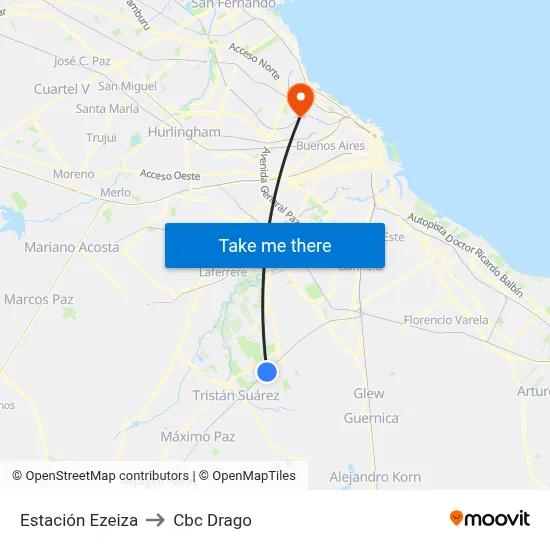 Estación Ezeiza to Cbc Drago map