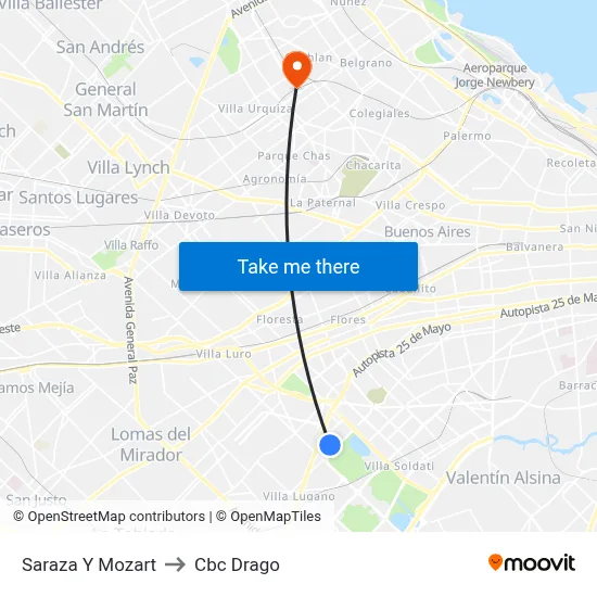 Saraza Y Mozart to Cbc Drago map