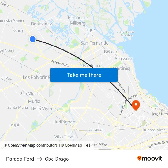 Parada Ford to Cbc Drago map