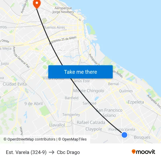 Est. Varela (324-9) to Cbc Drago map