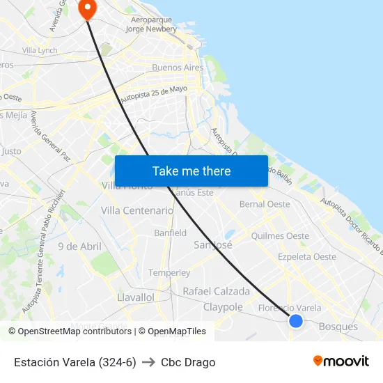 Estación Varela (324-6) to Cbc Drago map