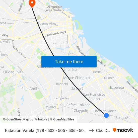 Estacion Varela (178 - 503 - 505 - 506 - 508) (Hacia Norte) to Cbc Drago map