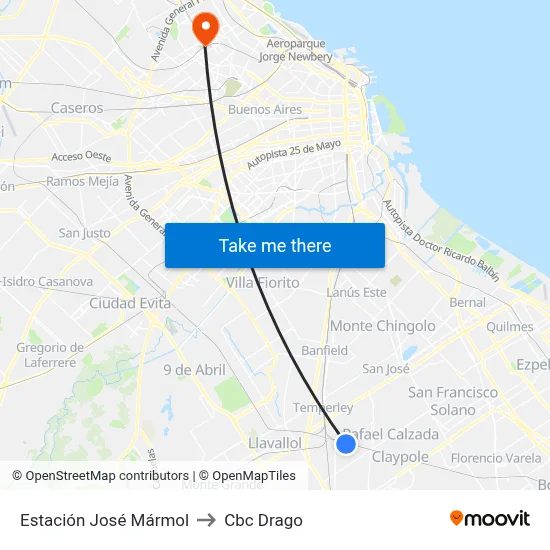 Estación José Mármol to Cbc Drago map