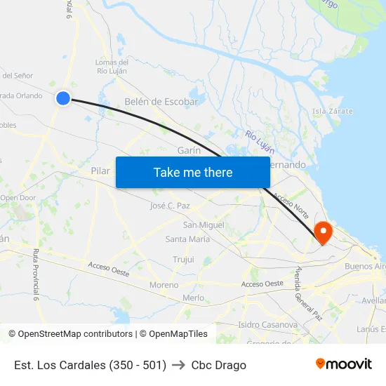 Est. Los Cardales (350 - 501) to Cbc Drago map