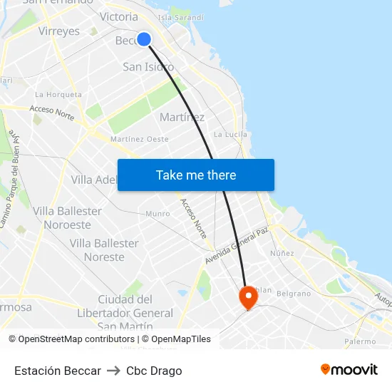 Estación Beccar to Cbc Drago map