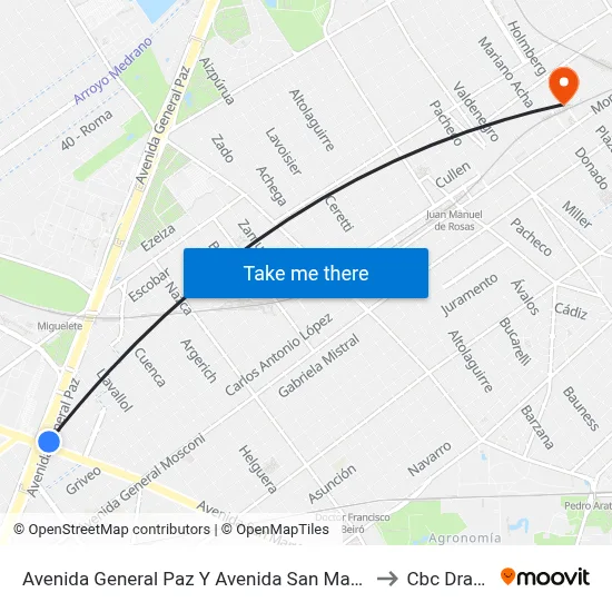Avenida General Paz Y Avenida San Martín to Cbc Drago map