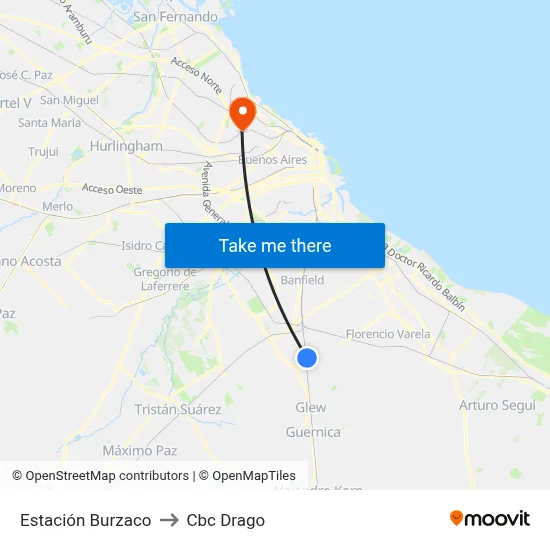 Estación Burzaco to Cbc Drago map