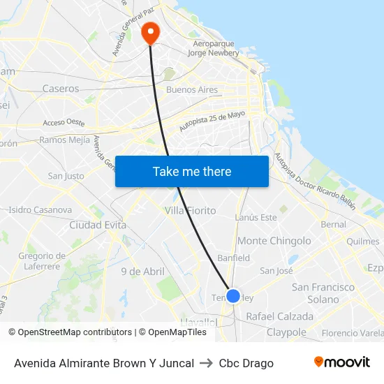Avenida Almirante Brown Y Juncal to Cbc Drago map