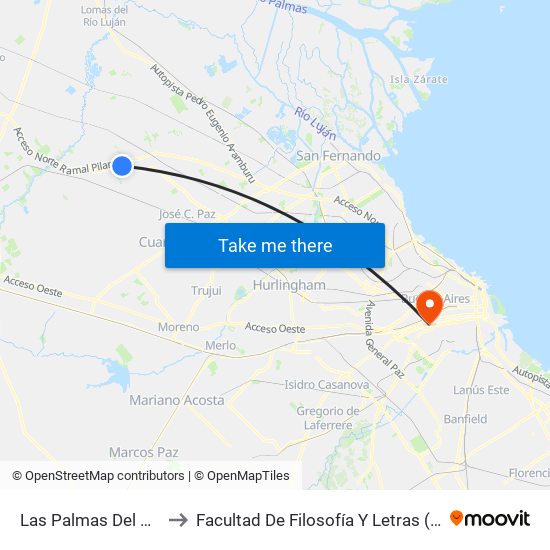 Las Palmas Del Pilar to Facultad De Filosofía Y Letras (Uba) map