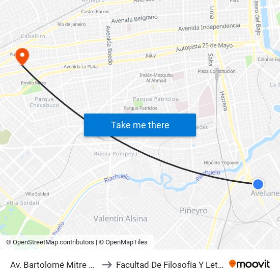 Av. Bartolomé Mitre Y French to Facultad De Filosofía Y Letras (Uba) map