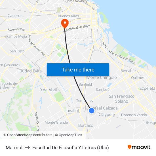 Marmol to Facultad De Filosofía Y Letras (Uba) map