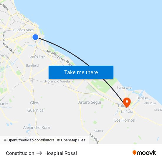 Plaza Constitución (129 - 195) to Hospital Rossi map