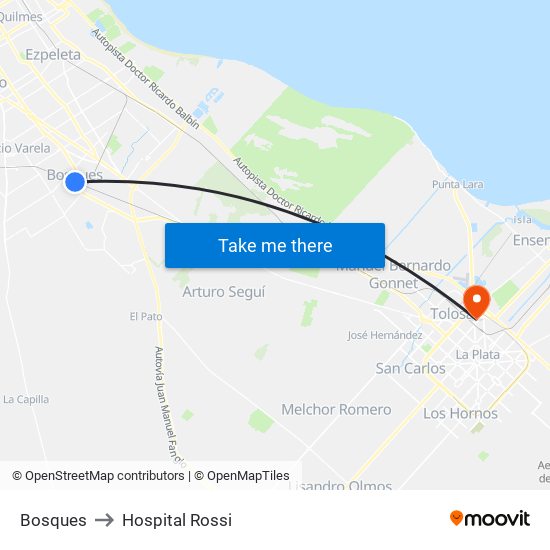 Bosques to Hospital Rossi map