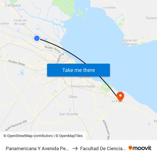 Panamericana Y Avenida Perón (Curvón Benavidez) to Facultad De Ciencias Médicas - Unlp map