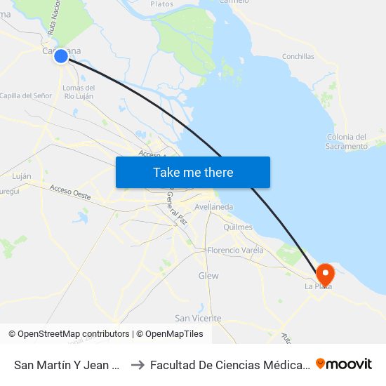 San Martín Y Jean Jaurés to Facultad De Ciencias Médicas - Unlp map