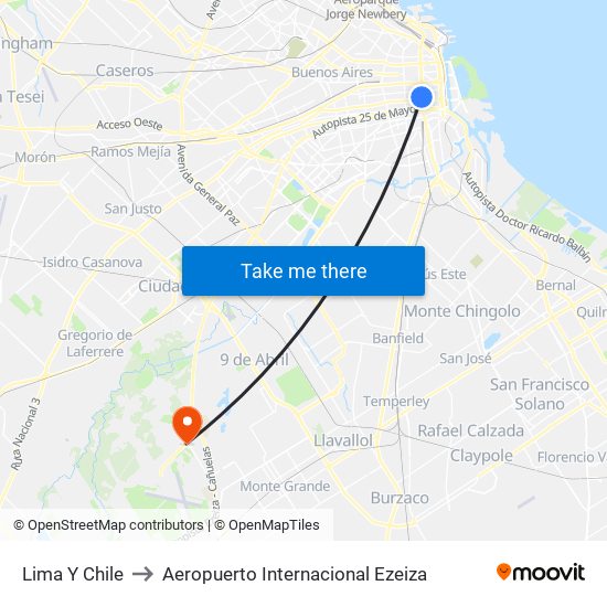 Lima Y Chile to Aeropuerto Internacional Ezeiza map