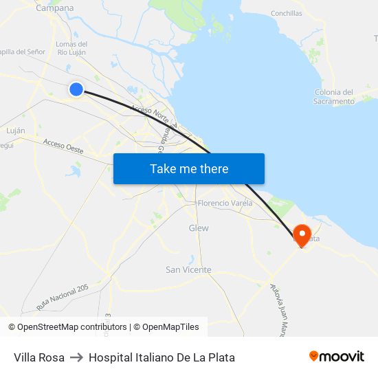 Villa Rosa to Hospital Italiano De La Plata map