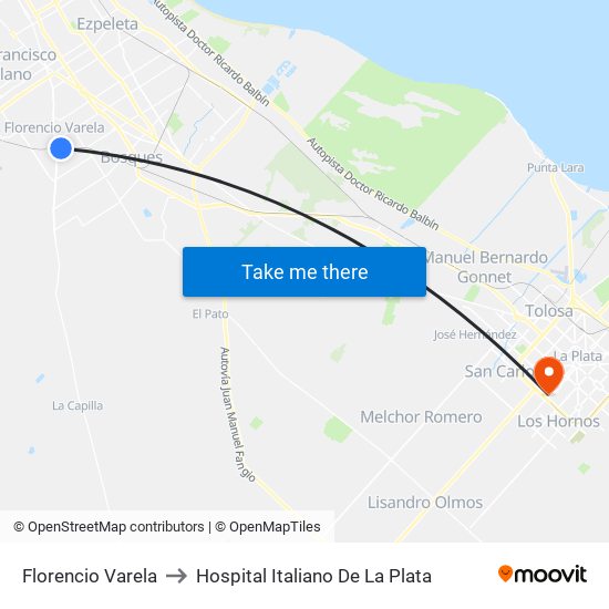 Florencio Varela to Hospital Italiano De La Plata map