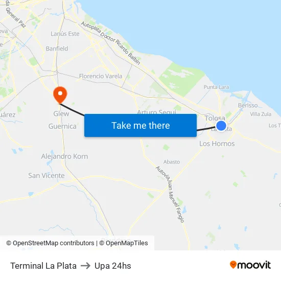 Terminal La Plata to Upa 24hs map