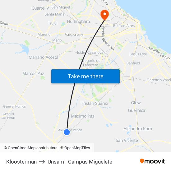 Kloosterman to Unsam - Campus Miguelete map