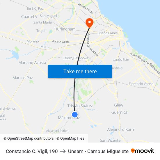 Constancio C. Vigil, 190 to Unsam - Campus Miguelete map