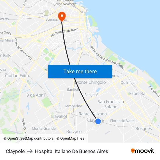 Claypole to Hospital Italiano De Buenos Aires map