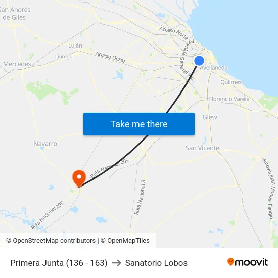 Primera Junta (136 - 163) to Sanatorio Lobos map