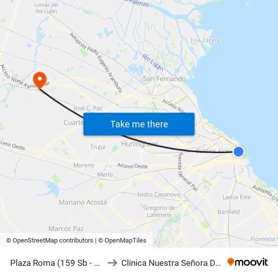 Plaza Roma (159 Sb - Sh - Sm) to Clínica Nuestra Señora De Fátima map
