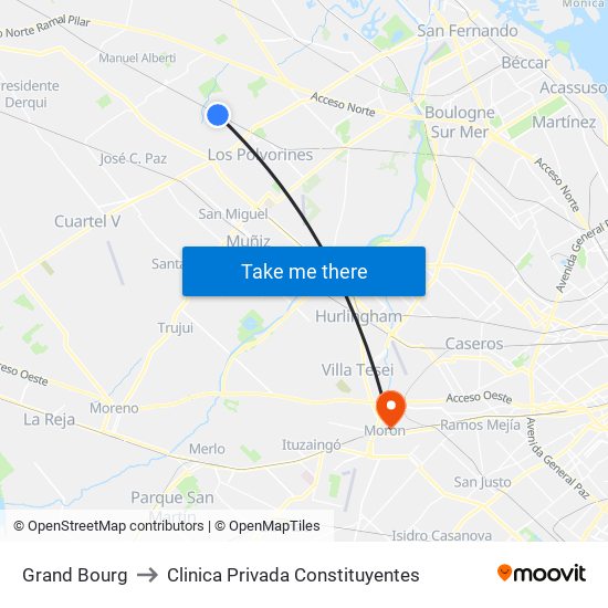 Grand Bourg to Clinica Privada Constituyentes map