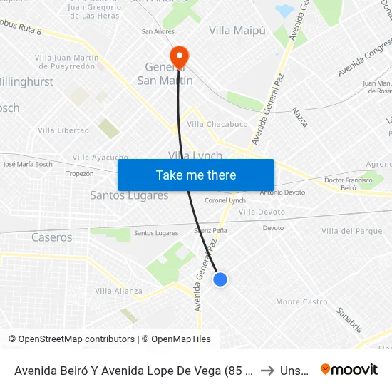 Avenida Beiró Y Avenida Lope De Vega (85 - 146) to Unsam map