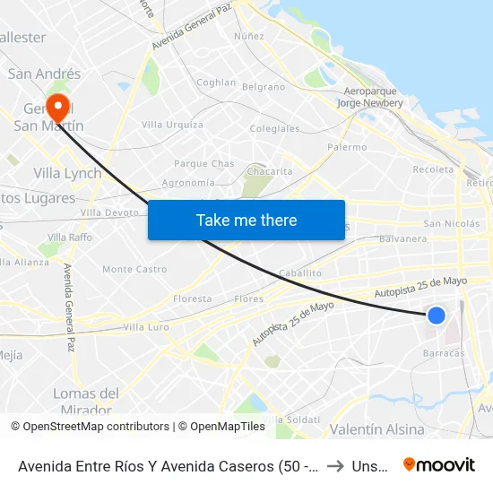 Avenida Entre Ríos Y Avenida Caseros (50 - 133) to Unsam map