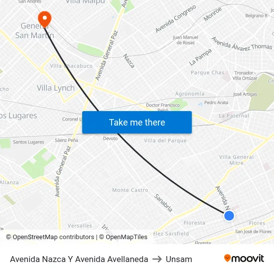 Avenida Nazca Y Avenida Avellaneda to Unsam map