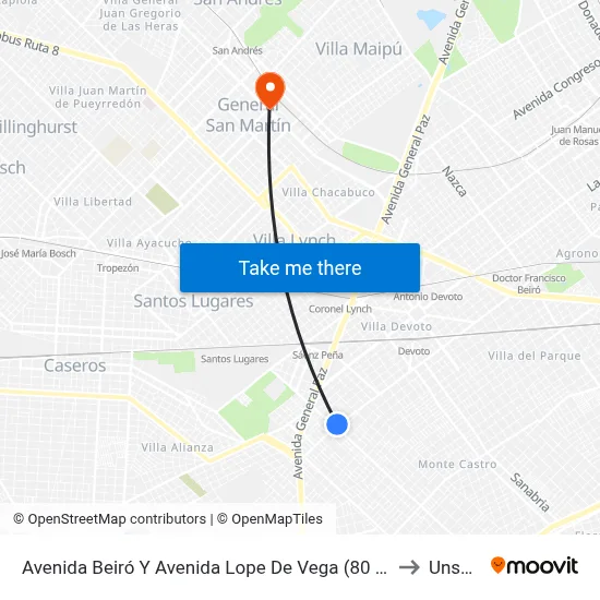 Avenida Beiró Y Avenida Lope De Vega (80 - 146) to Unsam map