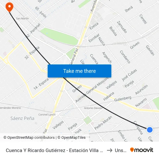Cuenca Y Ricardo Gutiérrez - Estación Villa Del Parque to Unsam map