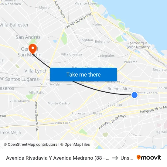 Avenida Rivadavia Y Avenida Medrano (88 - 103 - 105) to Unsam map