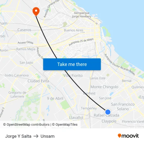 Jorge Y Salta to Unsam map