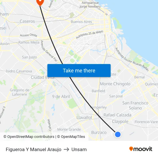Figueroa Y Manuel Araujo to Unsam map