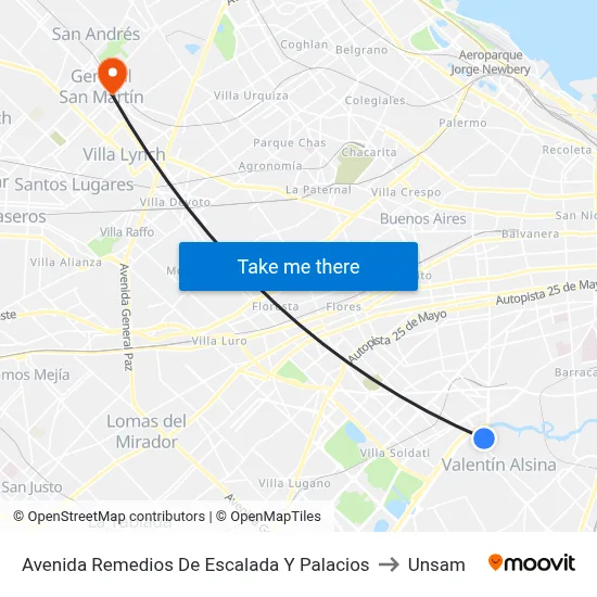 Avenida Remedios De Escalada Y Palacios to Unsam map