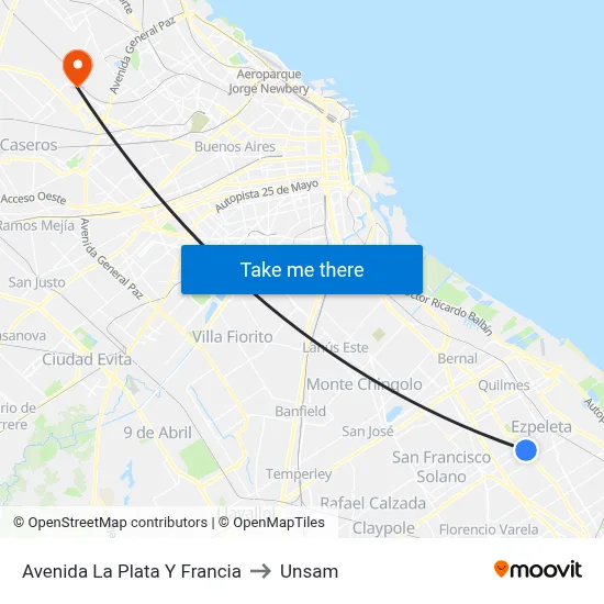 Avenida La Plata Y Francia to Unsam map