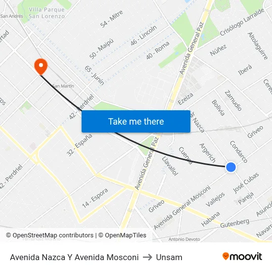 Avenida Nazca Y Avenida Mosconi to Unsam map