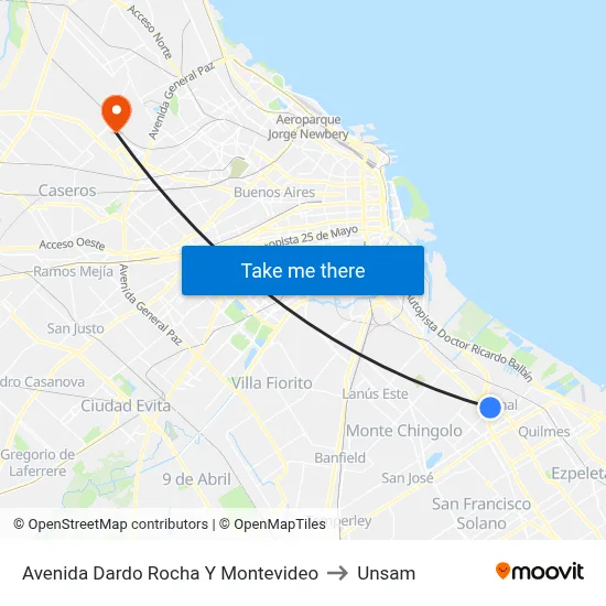 Avenida Dardo Rocha Y Montevideo to Unsam map
