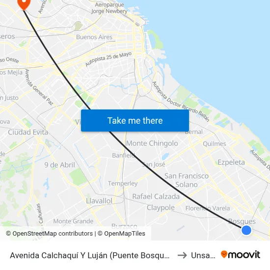 Avenida Calchaquí Y Luján (Puente Bosques) to Unsam map