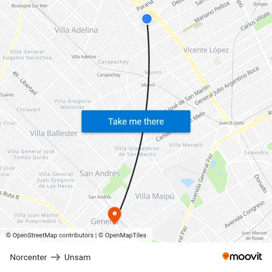 Norcenter to Unsam map